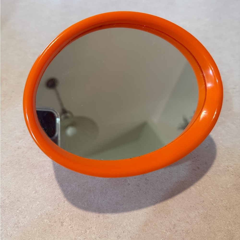 Vintage 60s -70s Vibrant Orange Table Top Mirror